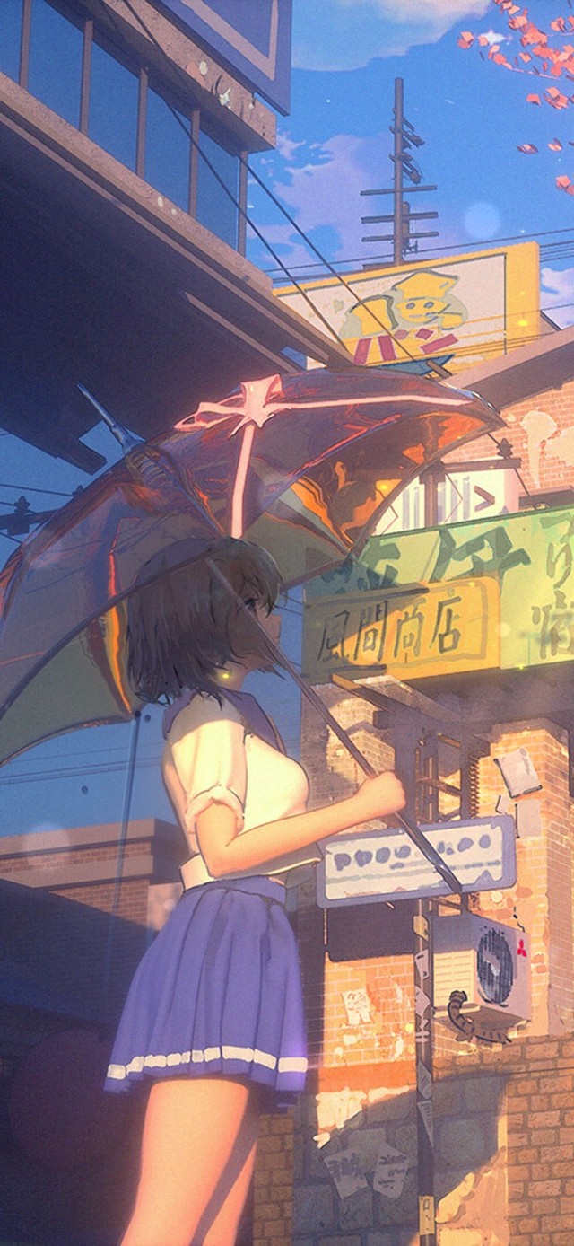 4k 治愈唯美樱花街道少女