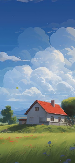 蓝天白云房屋