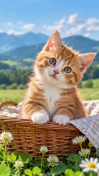 山野花田可爱橘猫