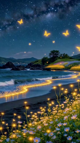 星空海岸发光蝴蝶花田
