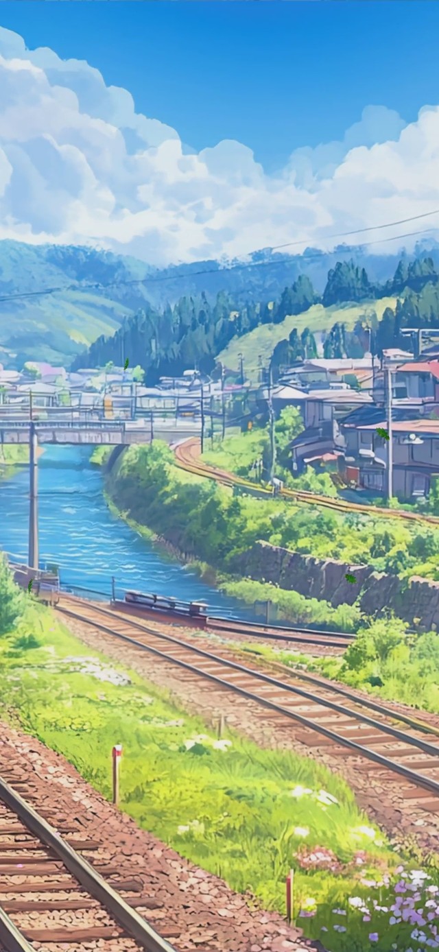 蓝天白云树木樱花