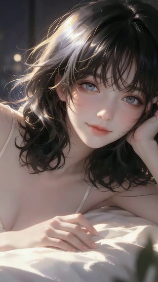 居家白裙慵懒少女