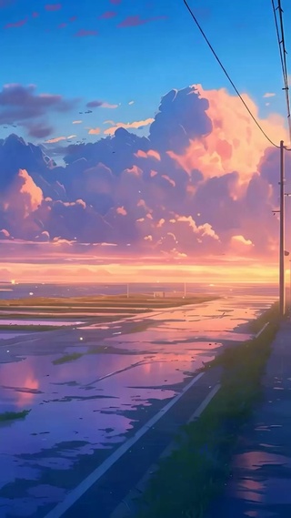 晚霞湖面