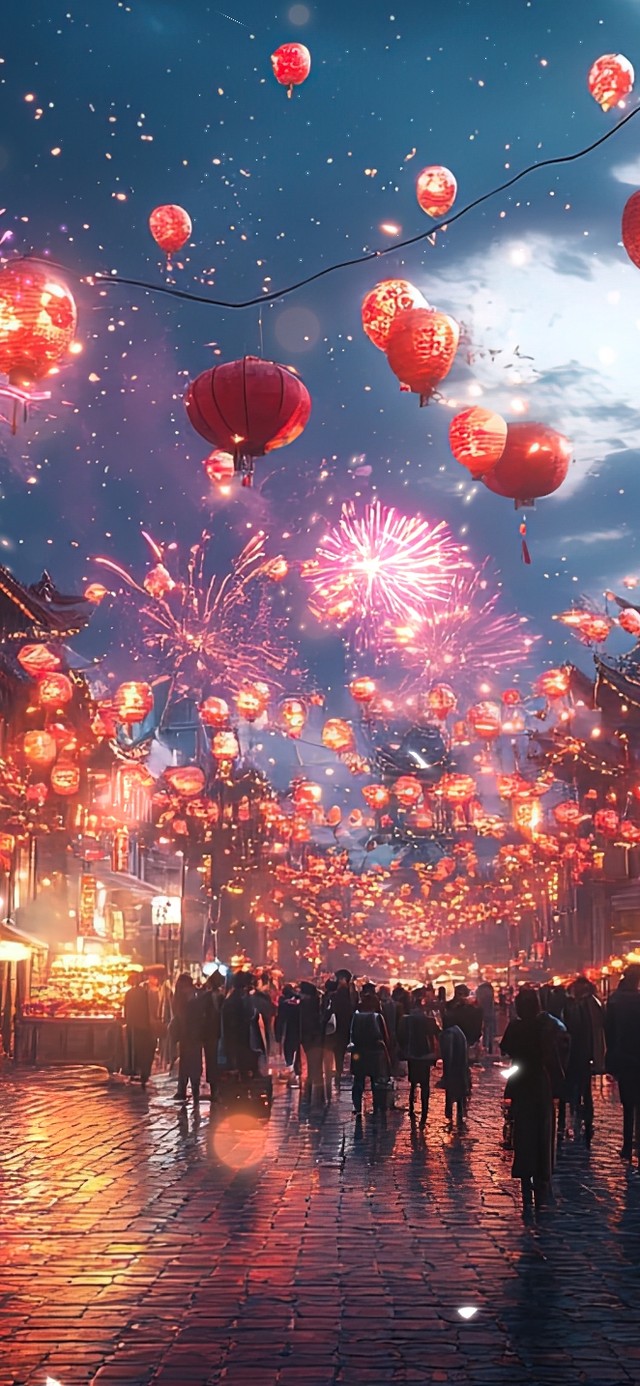 古色古香的水乡新年夜景