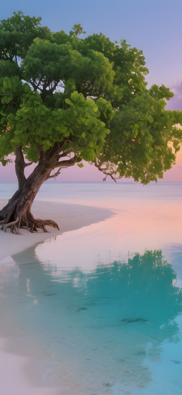 4k小清新晚霞大海