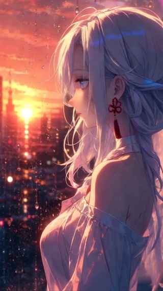 夕阳下的女孩