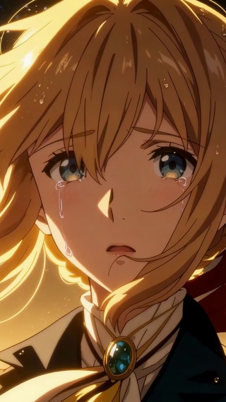雨夜烟花下的动漫美少女