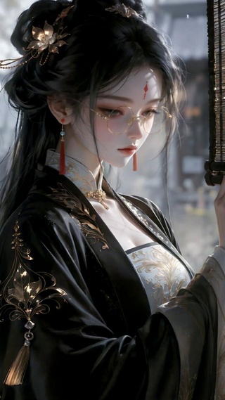 古风雨庭清冷美女