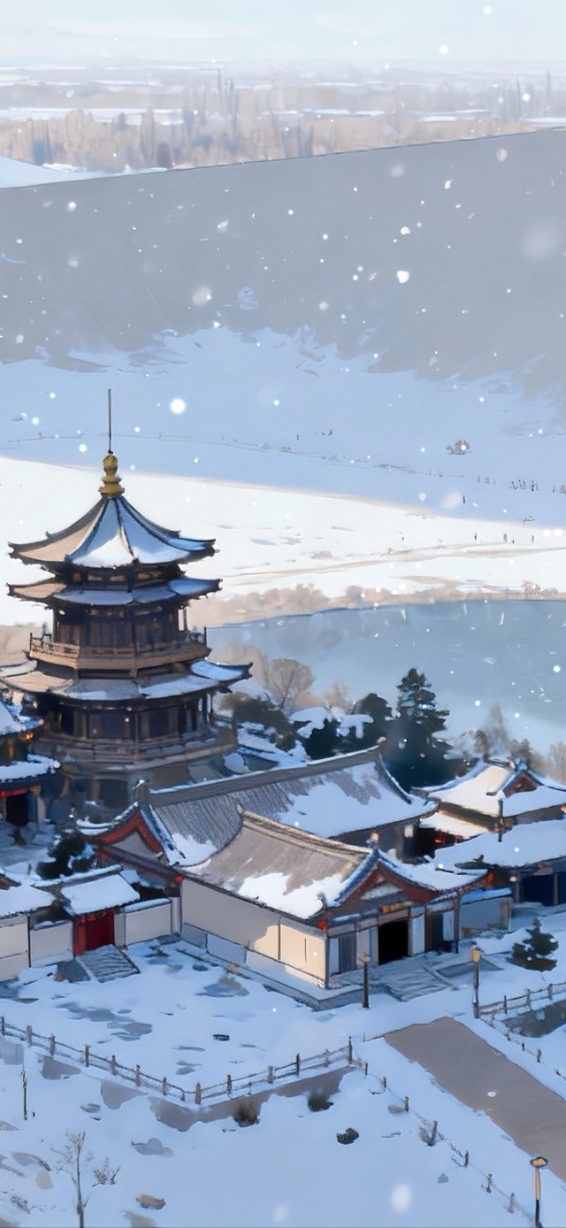 冬日月牙泉旁的大佛