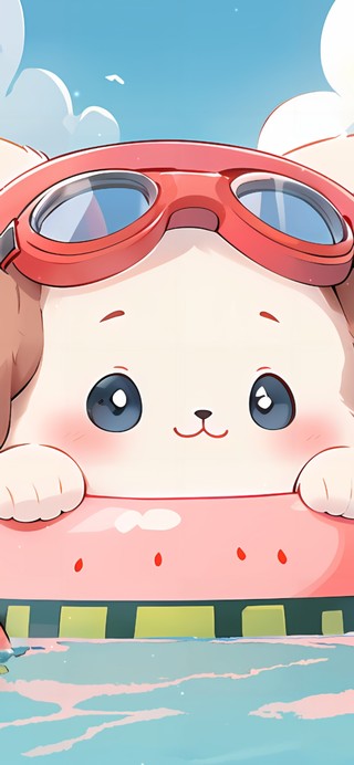 游泳的狗狗