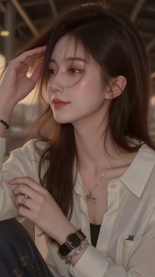 车站黄昏清纯女孩