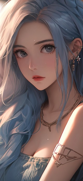 治愈蓝发少女