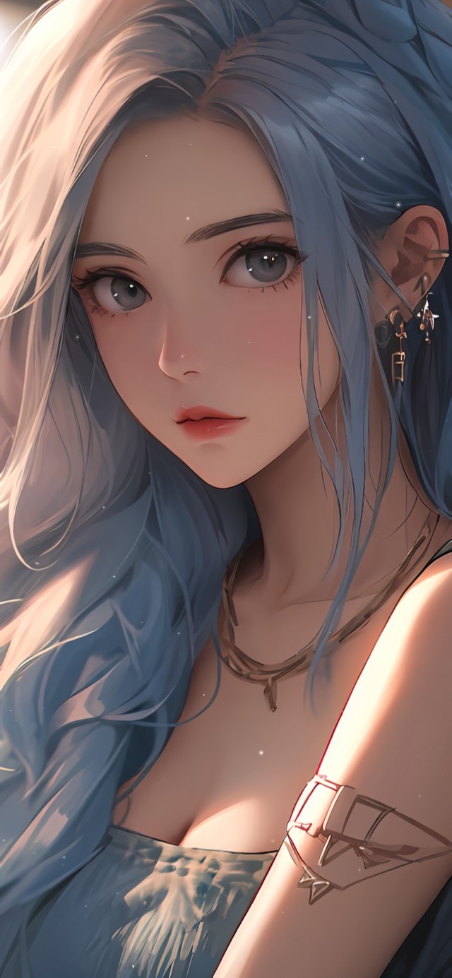 治愈蓝发少女
