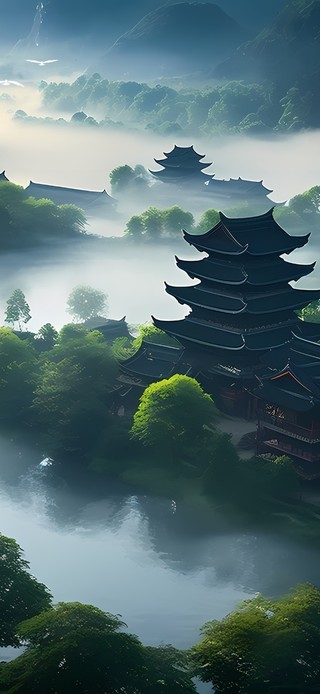古风山水阁楼