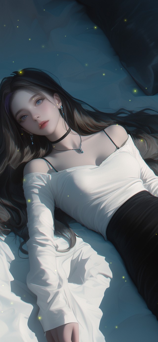 她如一朵盛开的莲花，洁白无瑕