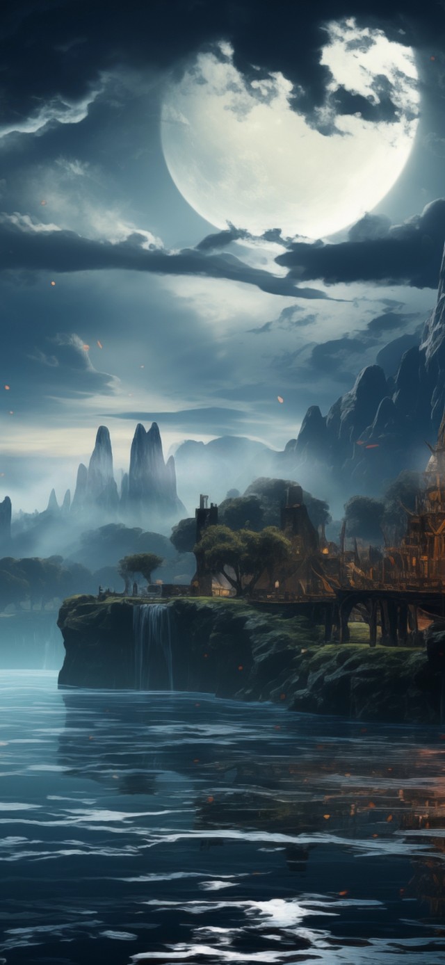美丽夜景 高山流水