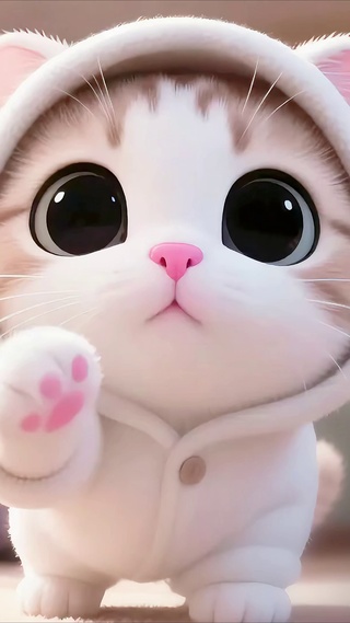 敲镜头的呆萌小猫