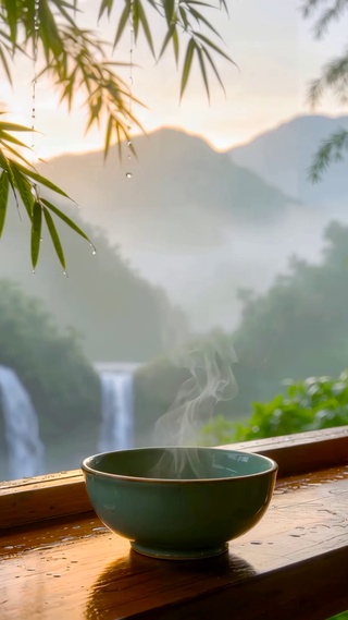窗外竹林山水