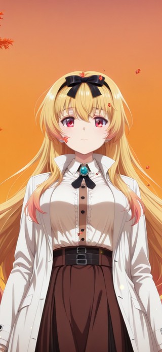 唯美秋叶金发少女