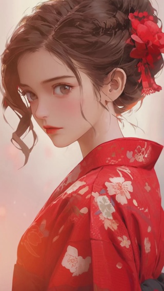 樱花袍大眼美女