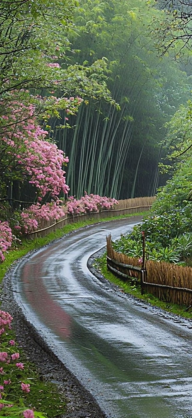 小雨竹林小屋