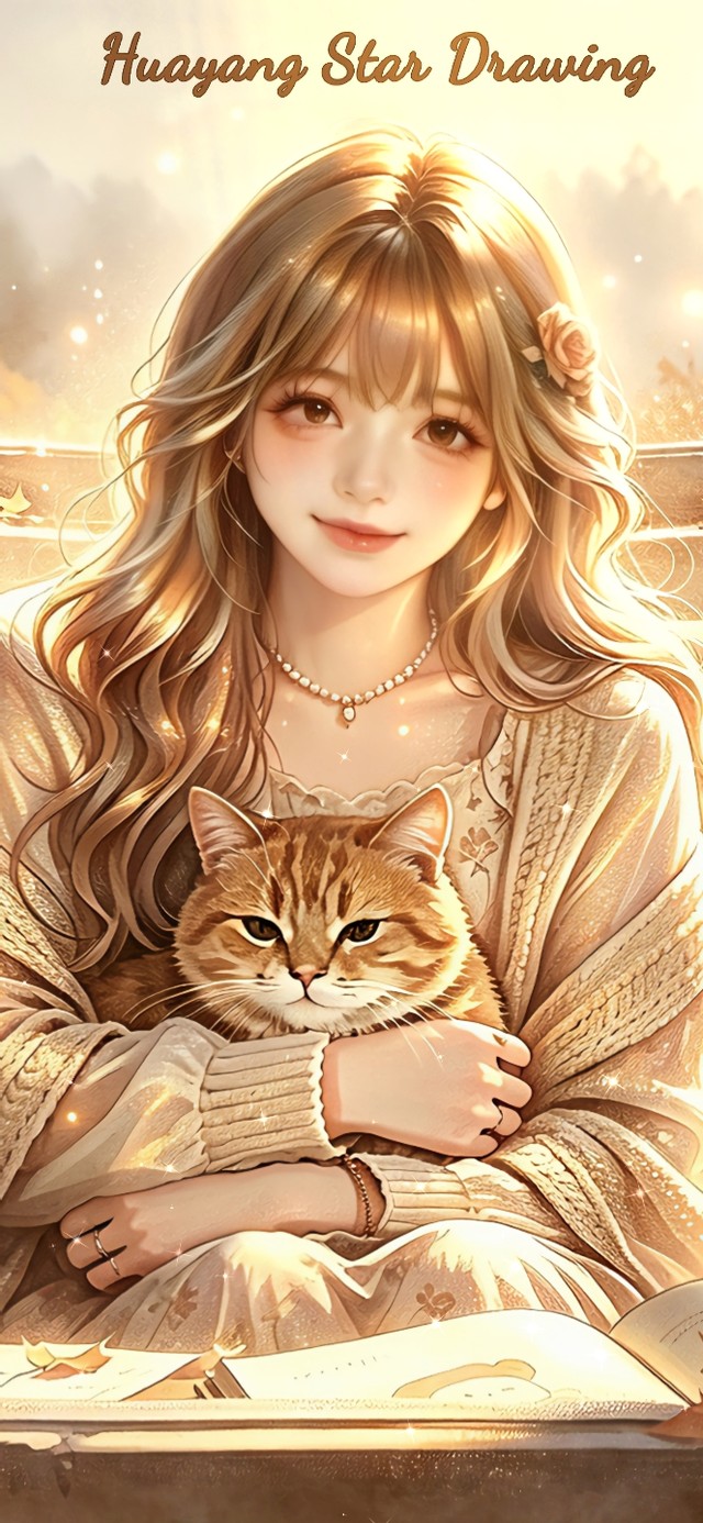 花漾壁纸|窗边抱猫少女