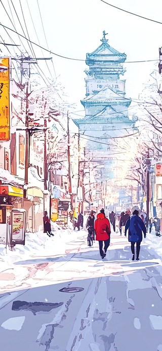 晴天里的冬日街道