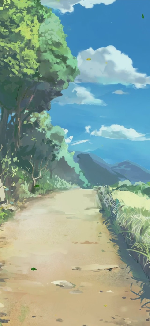 唯美治愈蓝天白云土路.