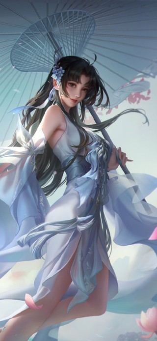4K古风撑伞少女