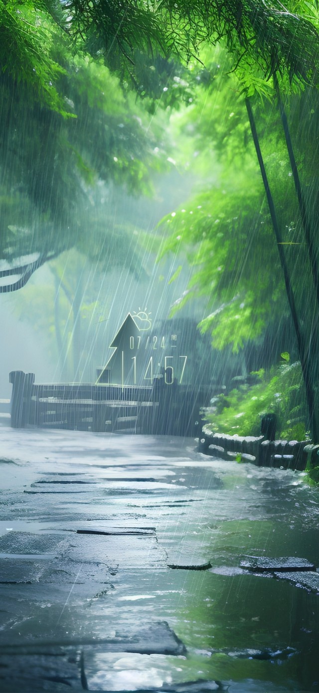 护眼雨中竹林 (风景手机动态壁纸) - 风景手机壁纸下载 - 元气壁纸