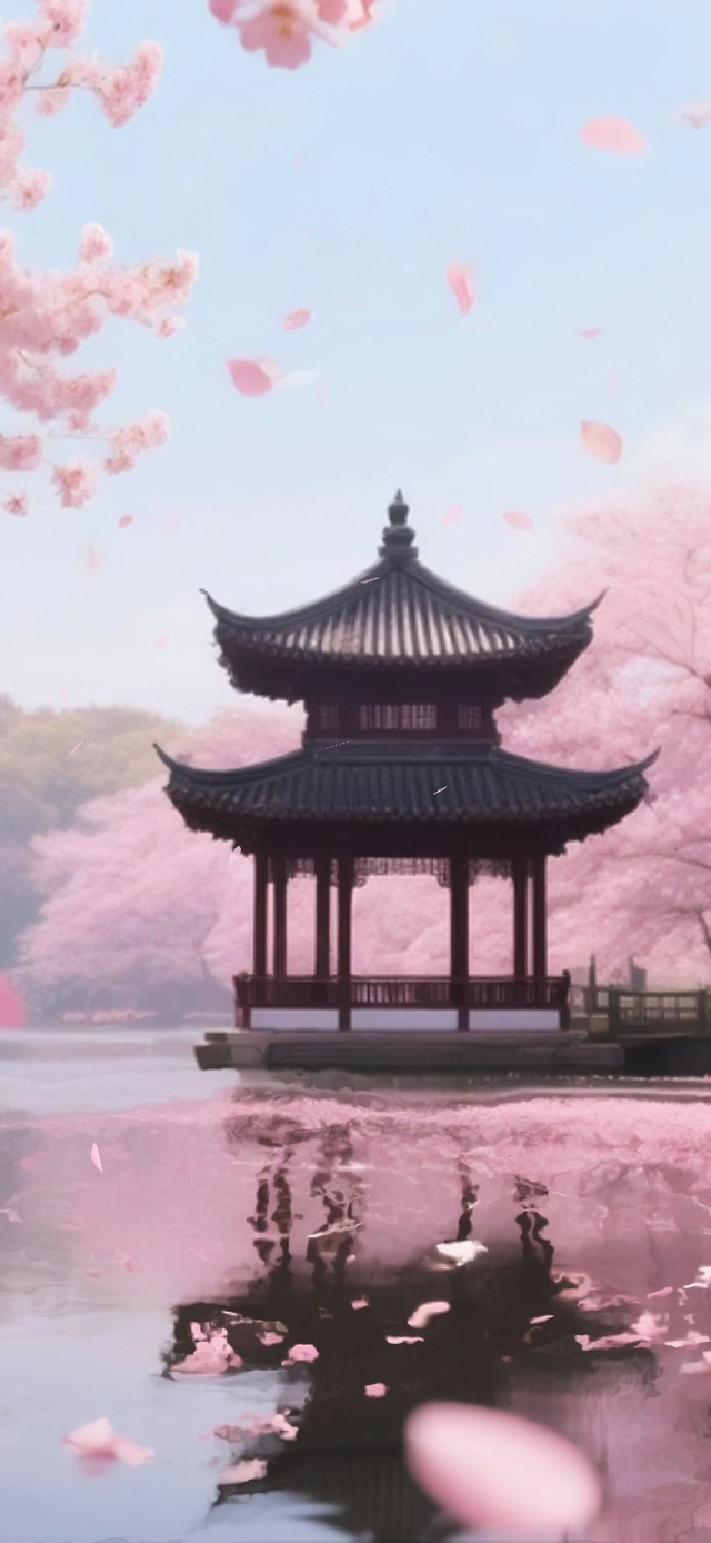 樱花仙境-亭畔春景