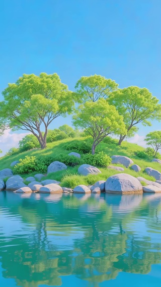 护眼湖中小岛