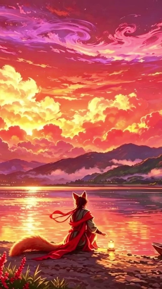 夕阳湖畔赤狐少年