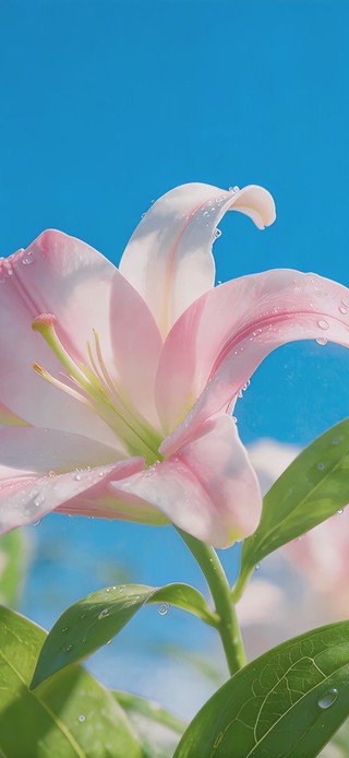 清新晨露百合花丛