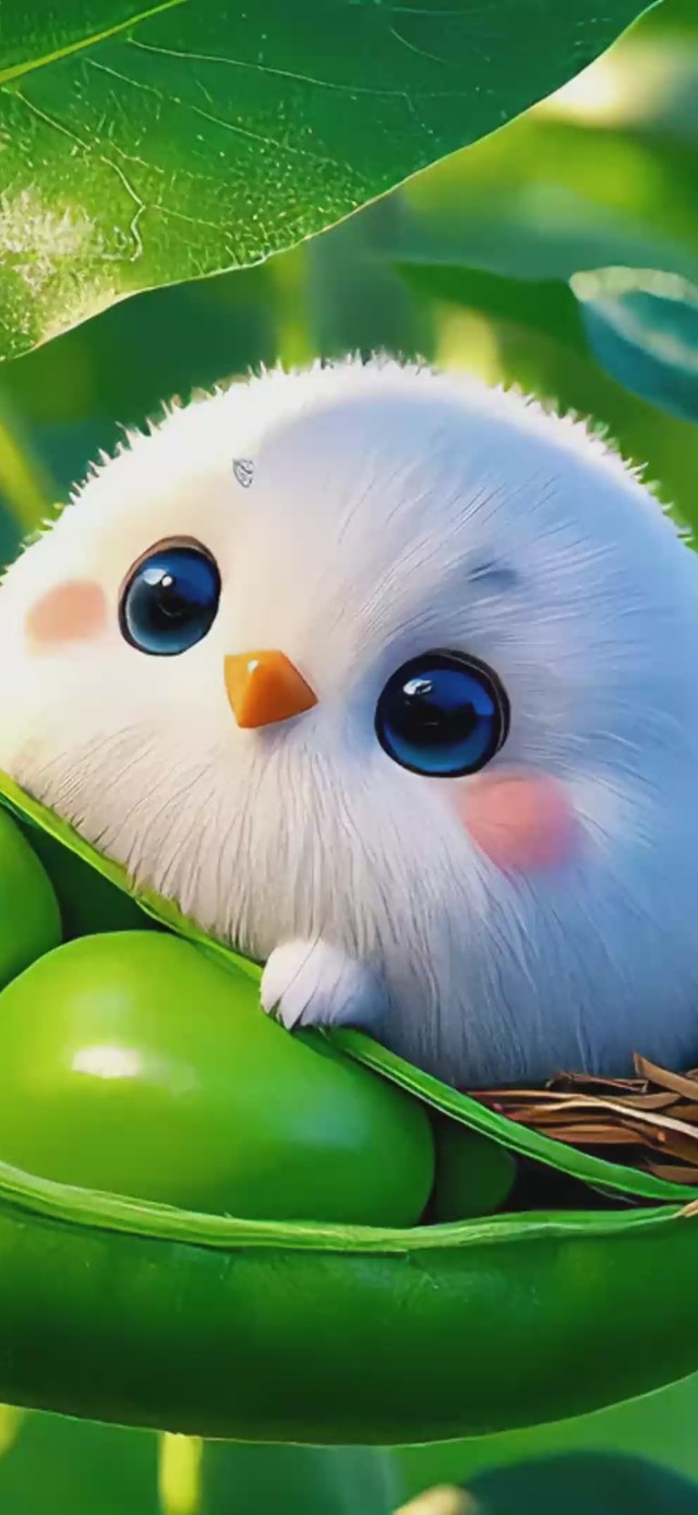 太可爱了吧-豆荚窝的小萌鸟