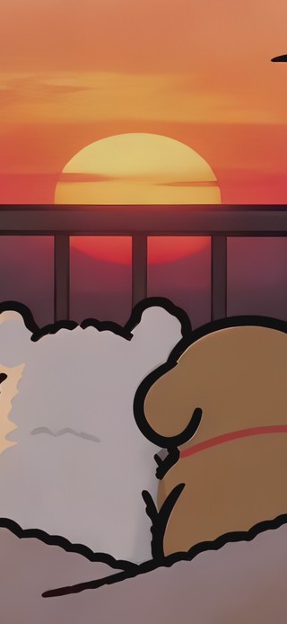 陪你看日出线条小狗