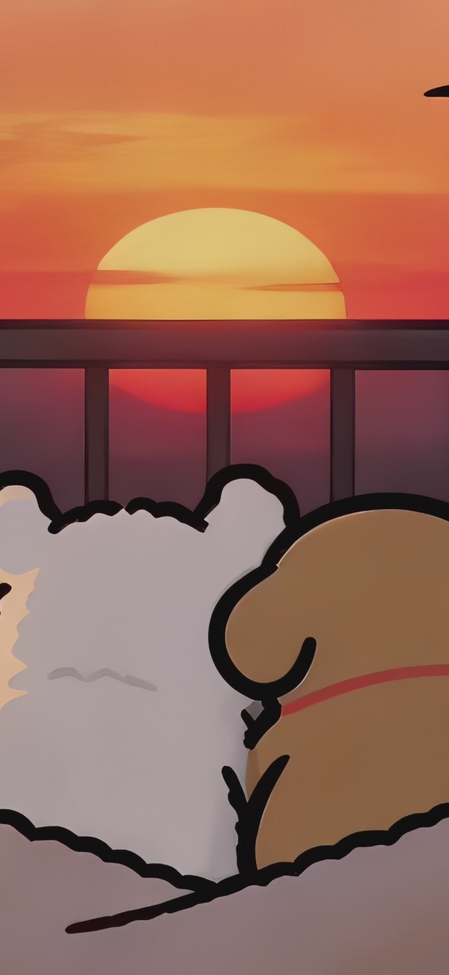 陪你看日出线条小狗