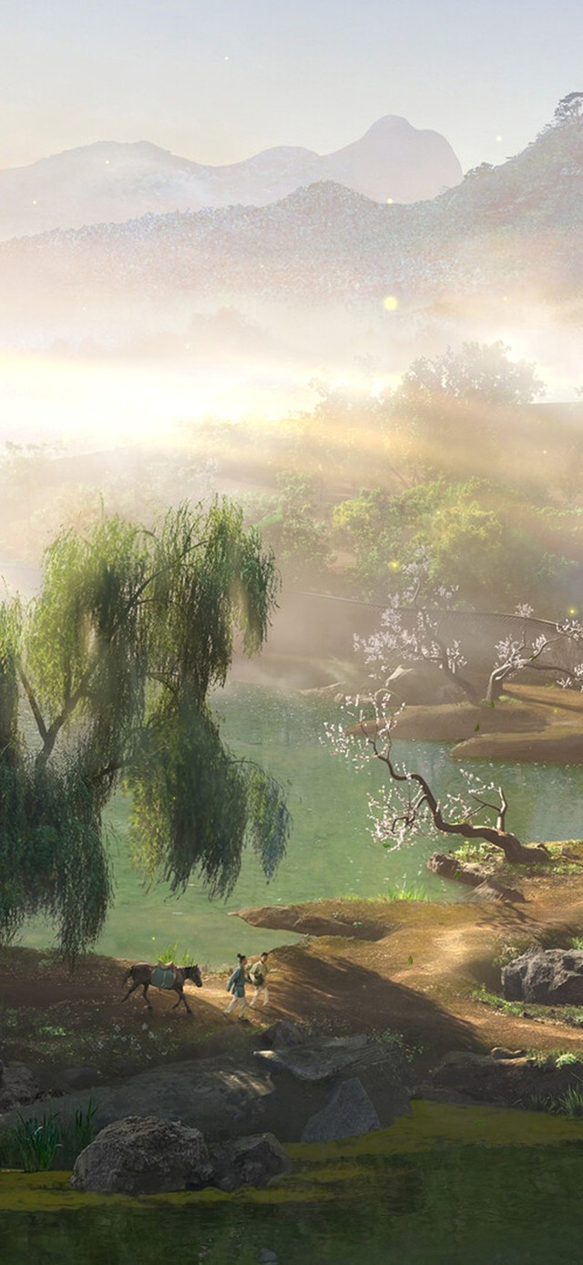 山水画-刘松年的春天