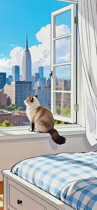 城市窗台小猫
