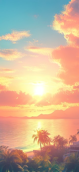 温柔海岛落日