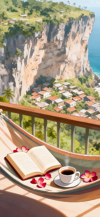 海边悬崖吊床小屋