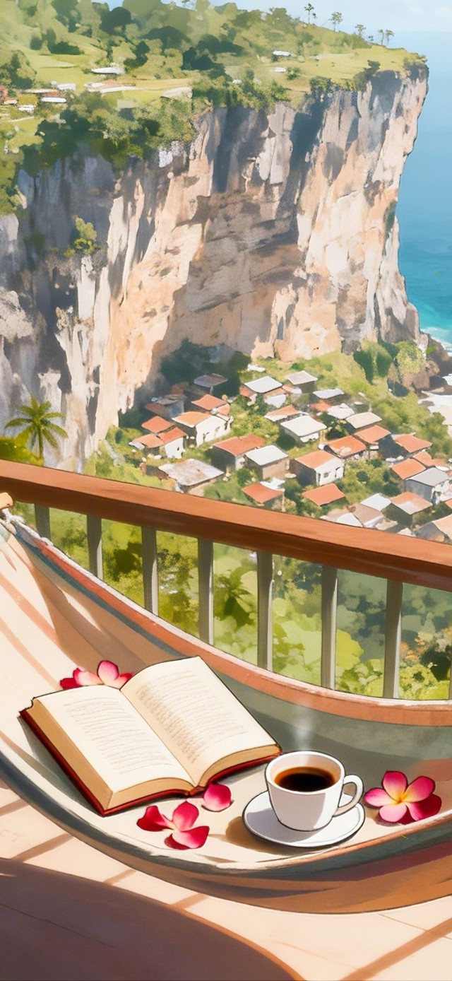 海边悬崖吊床小屋