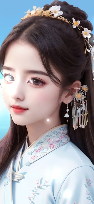 蓝天白云下的古风美女