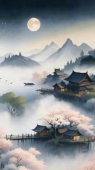 古风樱花树木