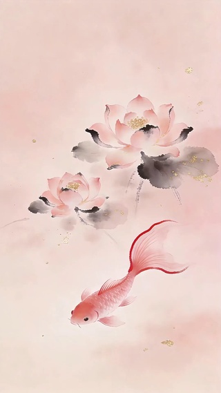 中国风水墨锦鲤好运壁纸