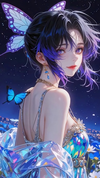 星夜花海中的蝴蝶忍