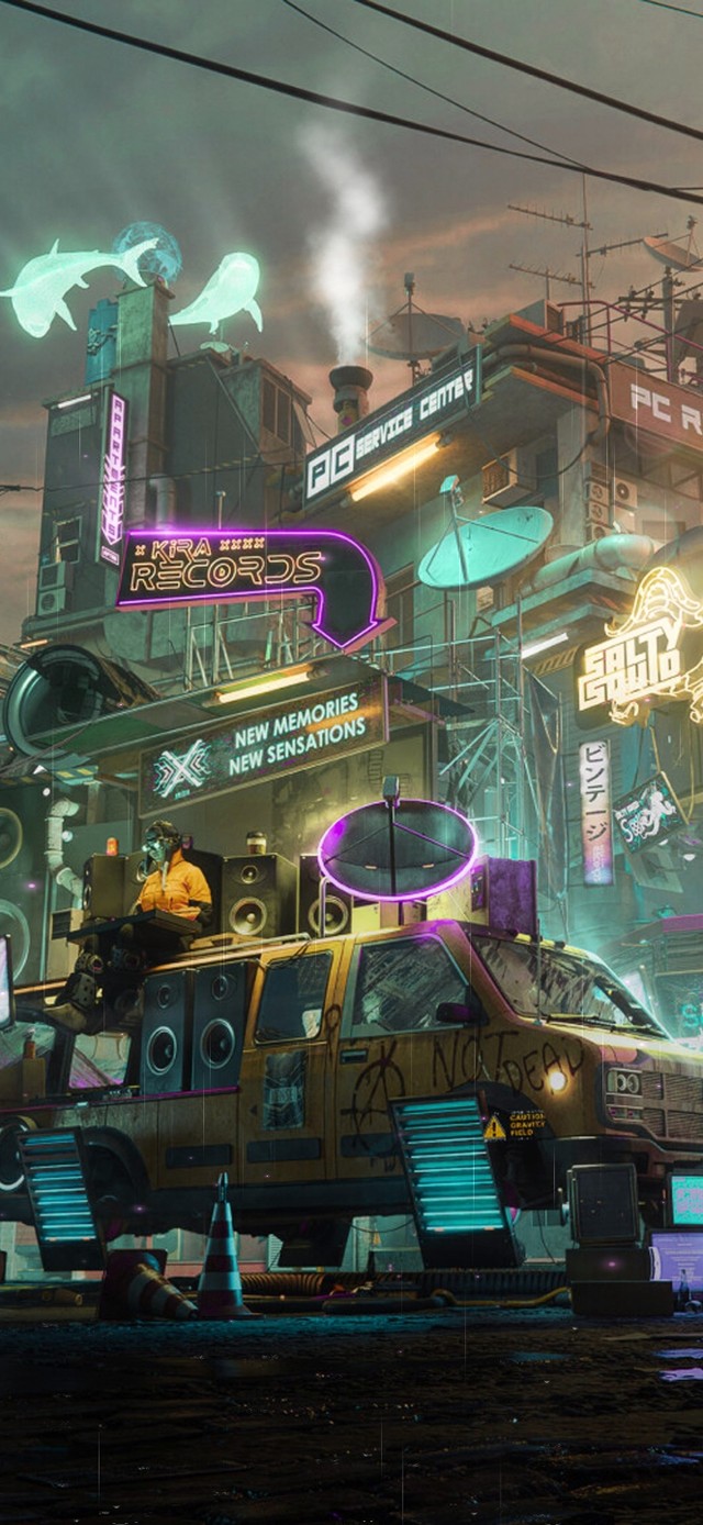 4k 炫酷赛博朋克雨天城市