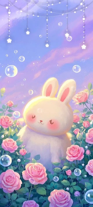 萌兔玫瑰云朵似棉花糖般软糯