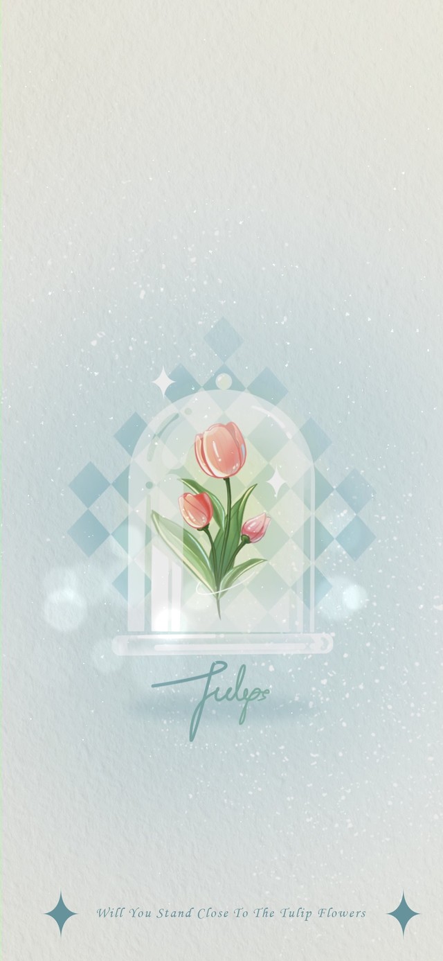 玻璃下的郁金香