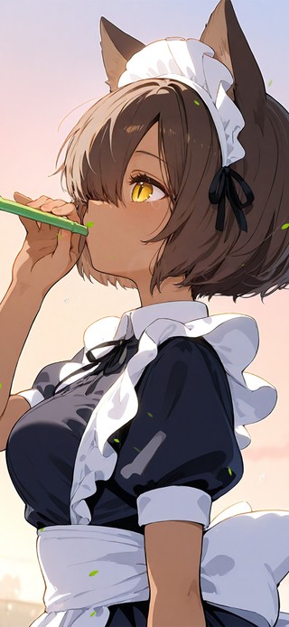 吹泡泡的猫女